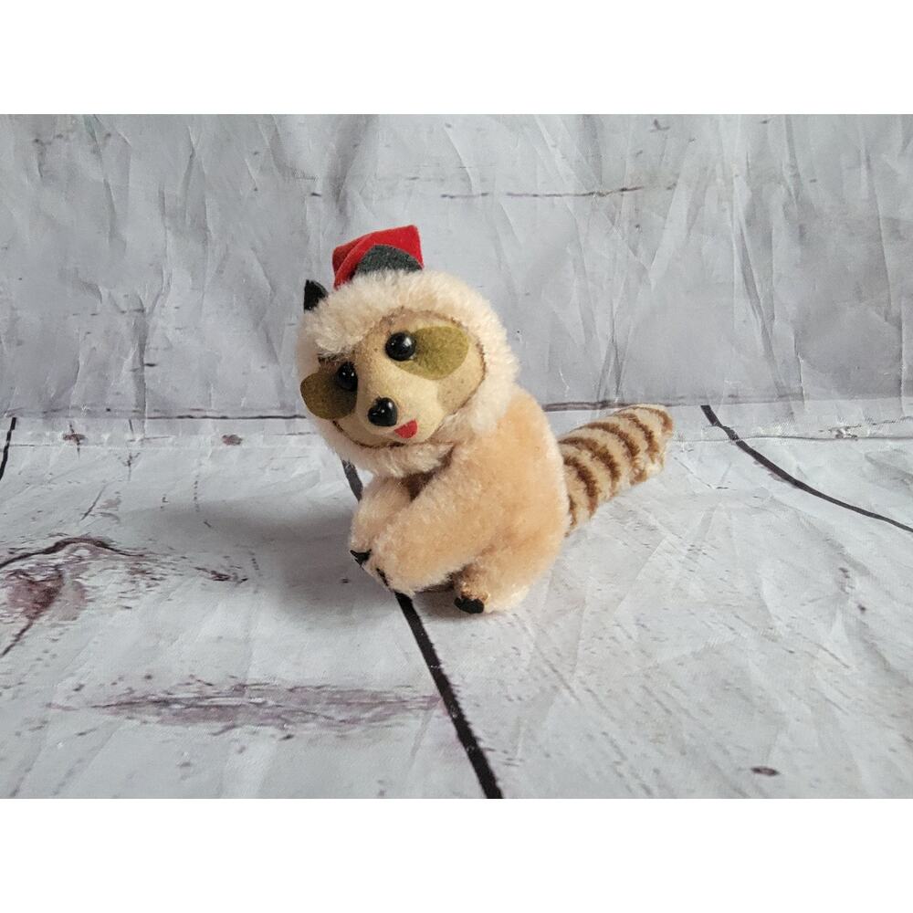 Vintage Raccoon Clip On Pencil Topper Hugger Plush 3in READ